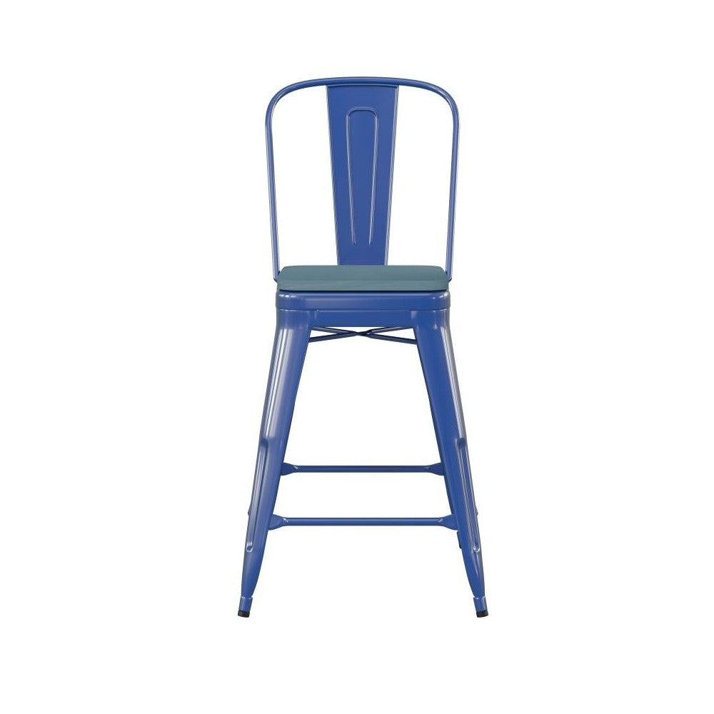 24" Blue Stool-Teal Seat