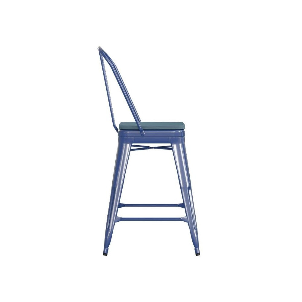 24" Blue Stool-Teal Seat