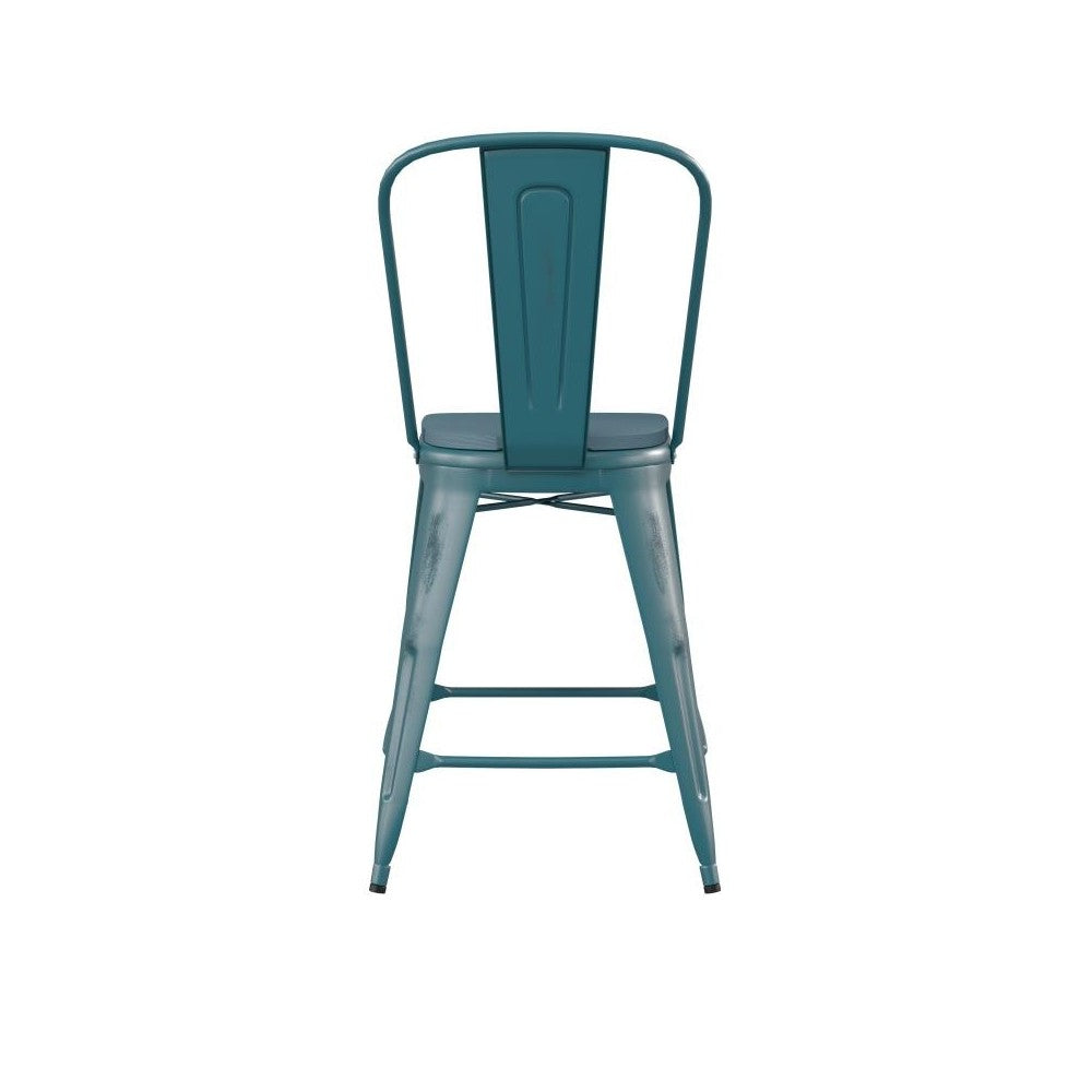 24" Blue-Tl Metal Stool-Teal Seat