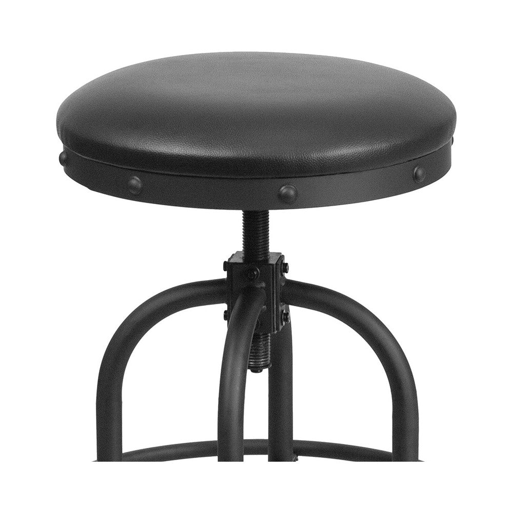 24'' Counter Height Stool with Swivel Lift Black LeatherSoft Seat