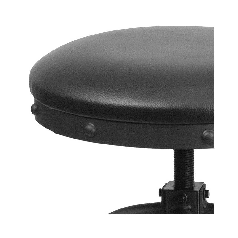 24'' Counter Height Stool with Swivel Lift Black LeatherSoft Seat