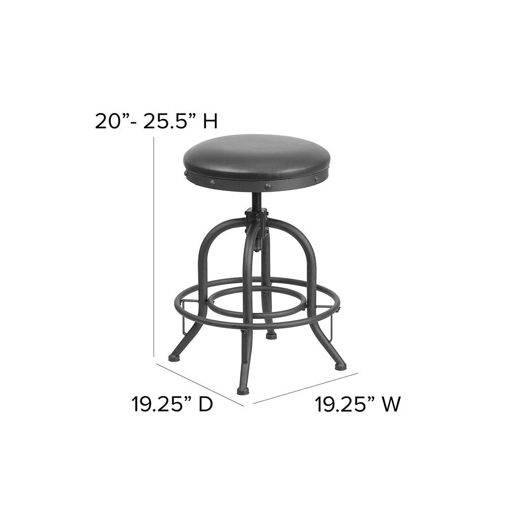 24'' Counter Height Stool with Swivel Lift Black LeatherSoft Seat