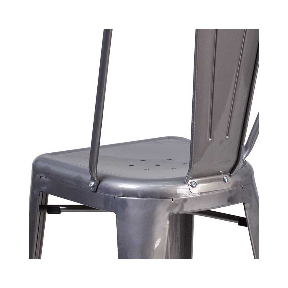 24'' High Clear Coated Indoor Counter Height Stool with Back