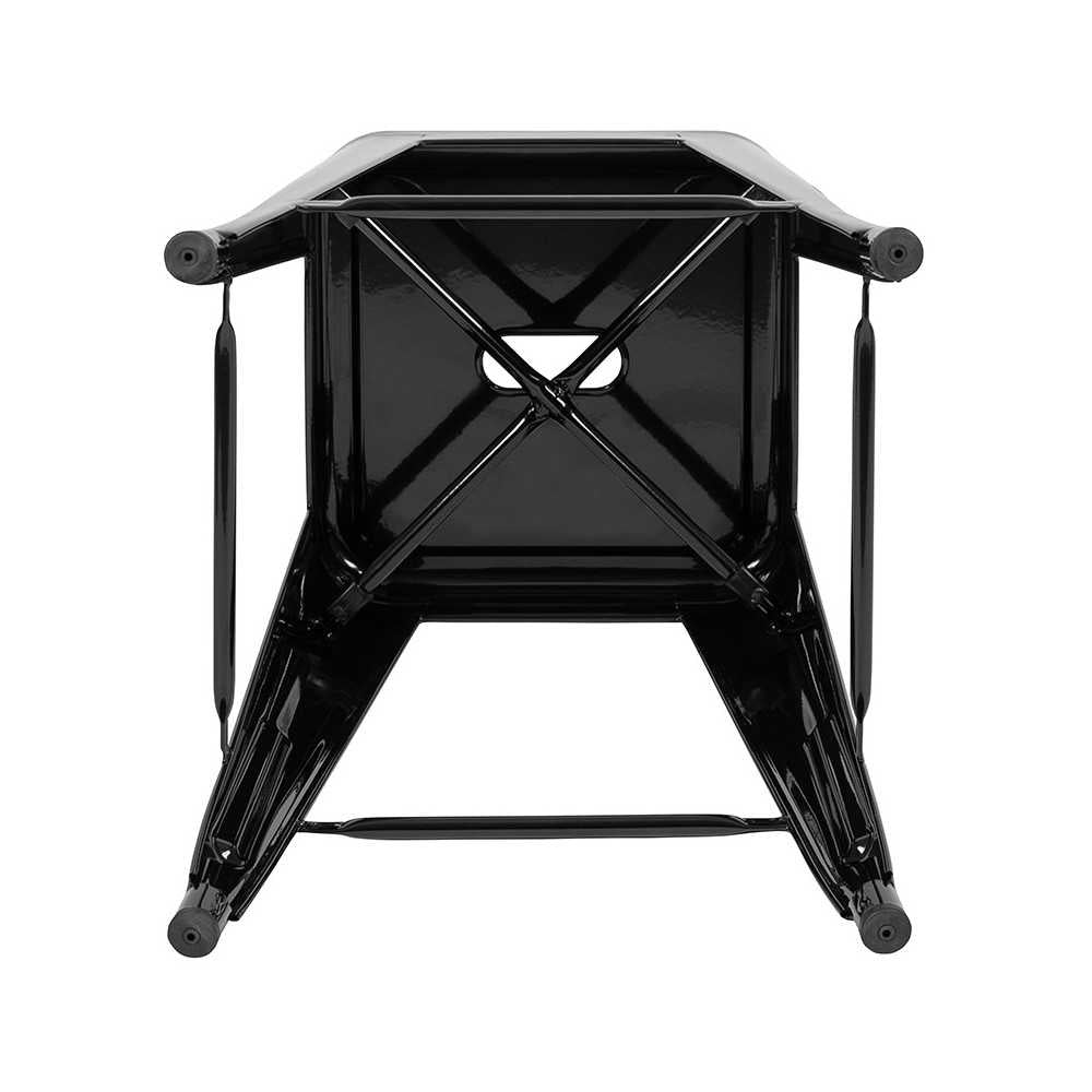 24" High Metal Counter-Height, Indoor Bar Stool in Black - Stackable Set of 4