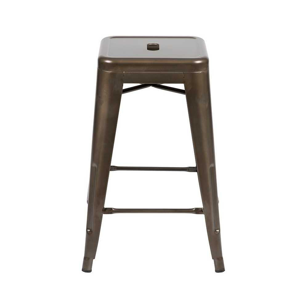 24" High Metal Counter-Height, Indoor Bar Stool in Gun Metal Gray - Stackable Set of 4