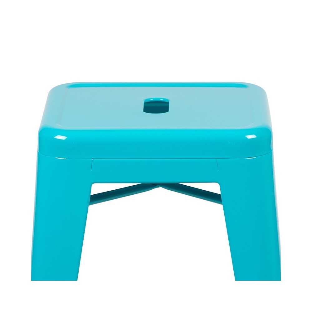 24" High Metal Counter-Height, Indoor Bar Stool in Teal - Stackable Set of 4