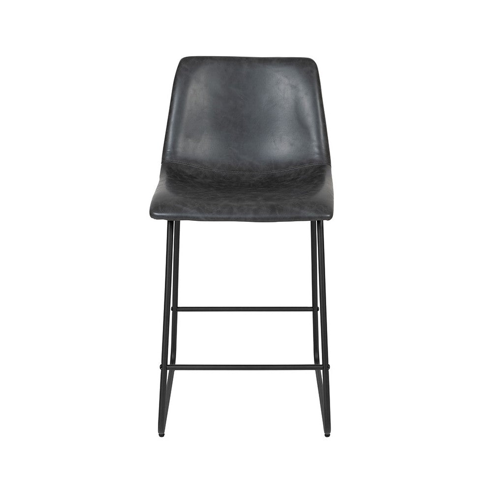 24 inch LeatherSoft Counter Height Barstools in Gray, Set of 2