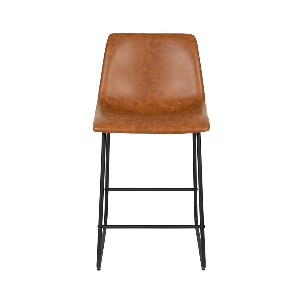 24 inch LeatherSoft Counter Height Barstools in Light Brown, Set of 2