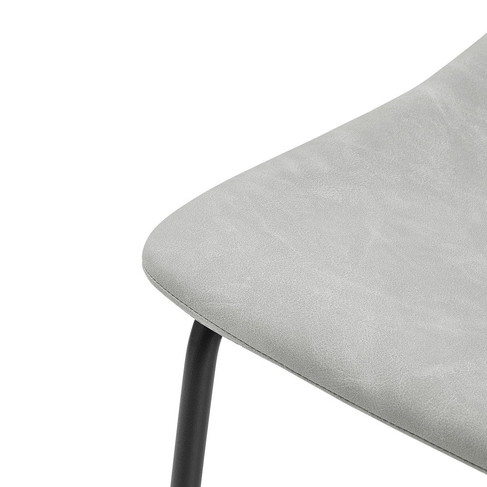24" Industrial Faux Leather Counter Stools, Set of 2 - Gray