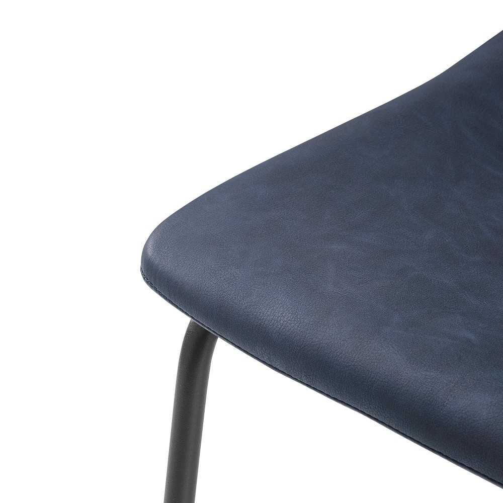 24" Industrial Faux Leather Counter Stools, Set of 2 - Navy Blue