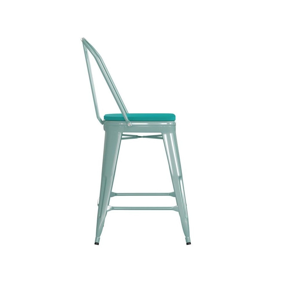 24" Mint Metal Stool-Mint Seat