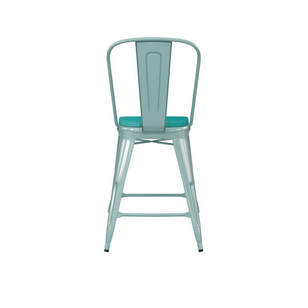 24" Mint Metal Stool-Mint Seat