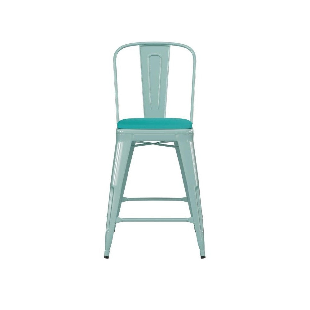 24" Mint Metal Stool-Mint Seat