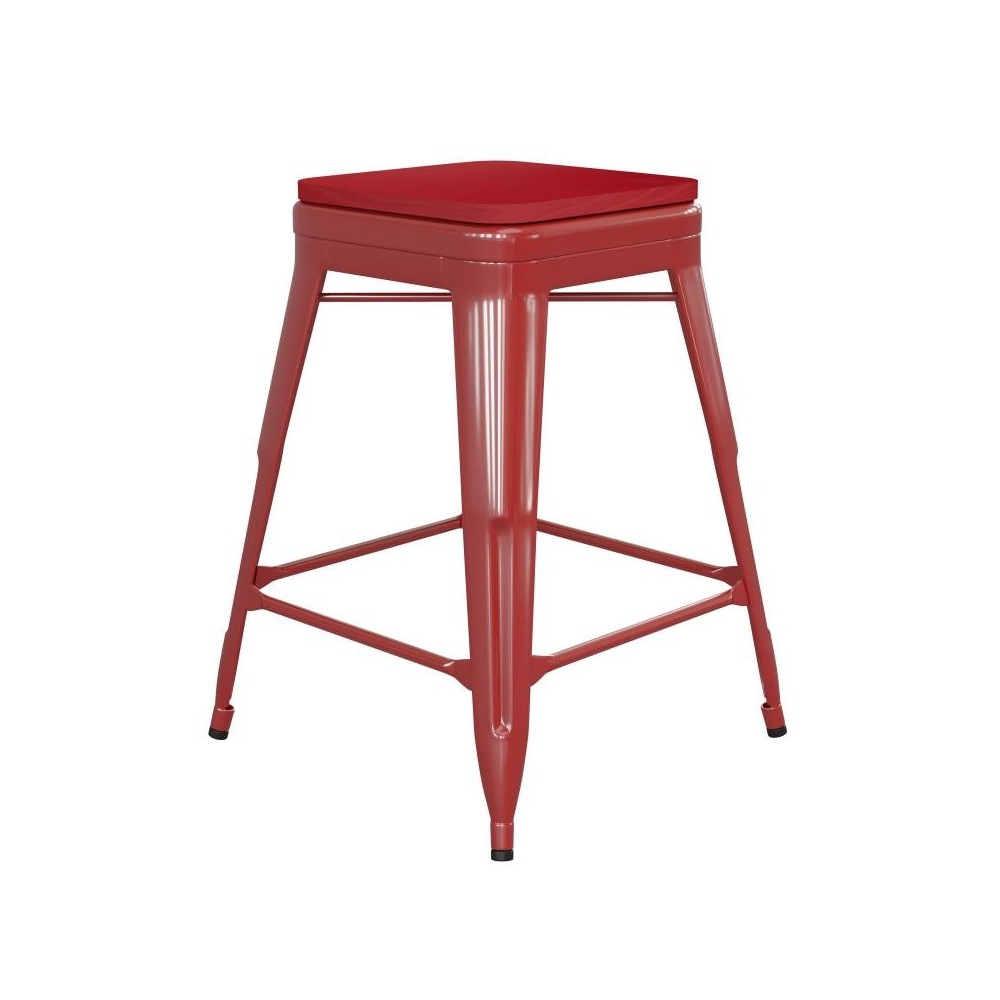 24" Red Stool-Red Seat