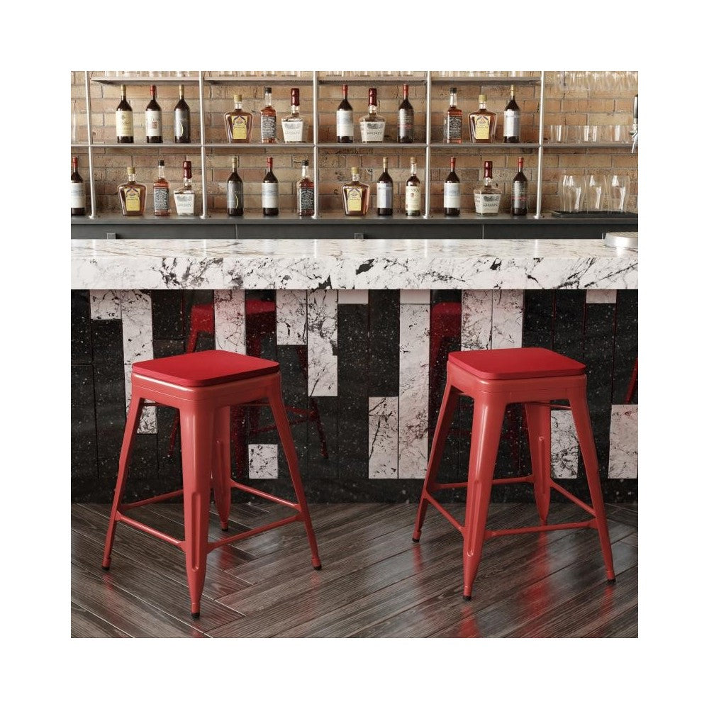 24" Red Stool-Red Seat