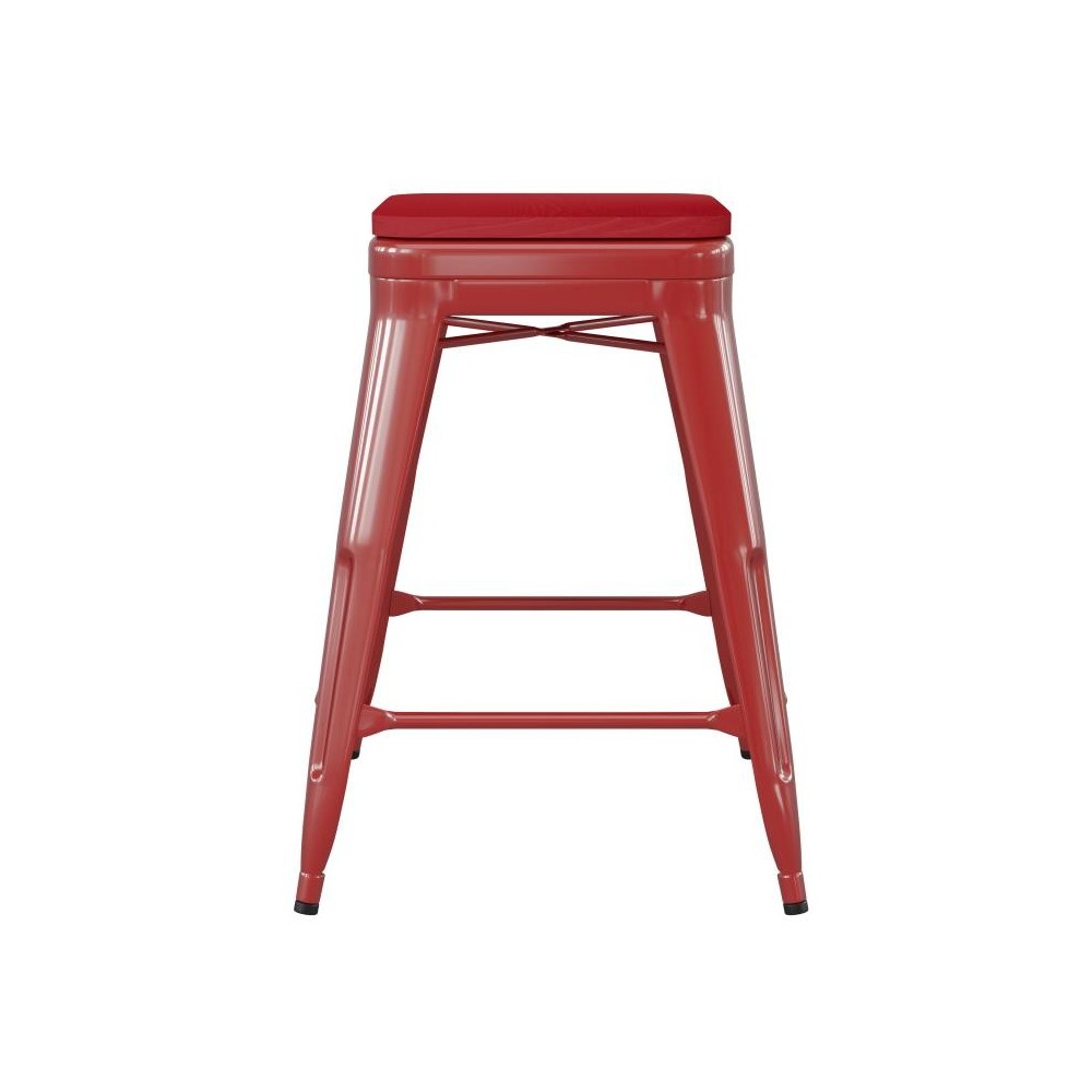 24" Red Stool-Red Seat