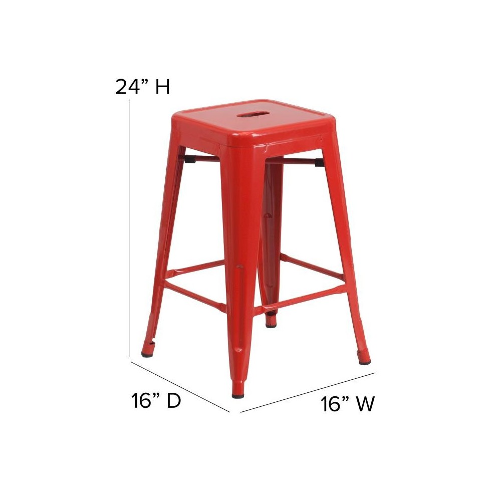 24" Red Stool-Red Seat