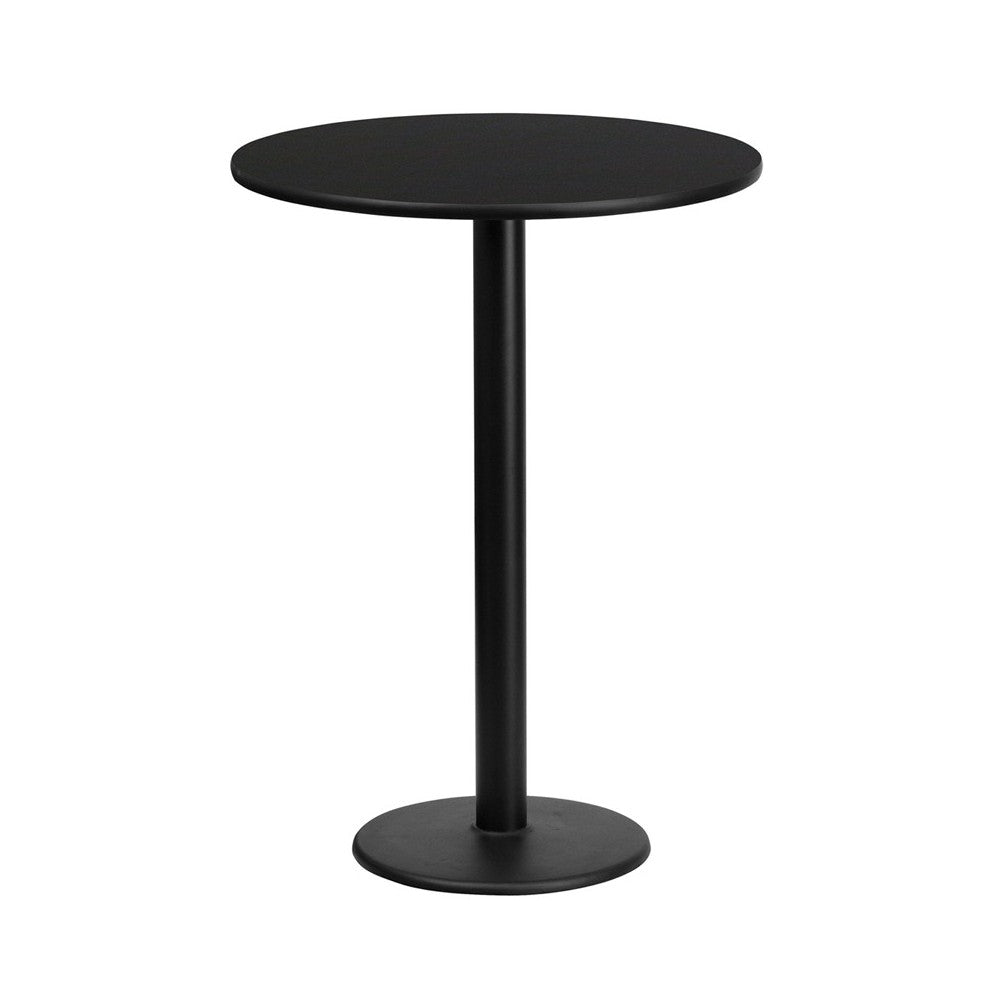 24'' Round Black Laminate Table Top with 18'' Round Bar Height Table Base