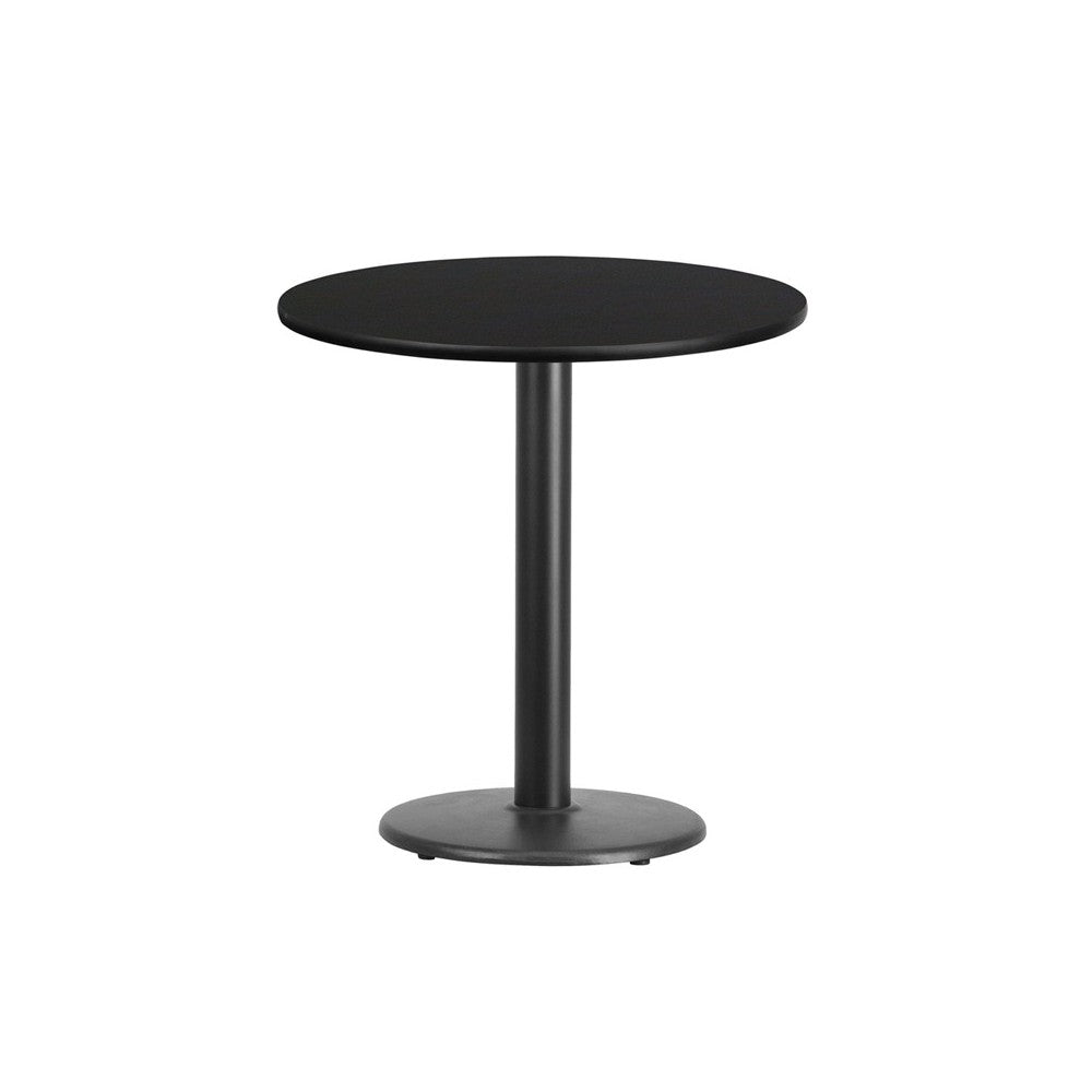 24'' Round Black Laminate Table Top with 18'' Round Table Height Base