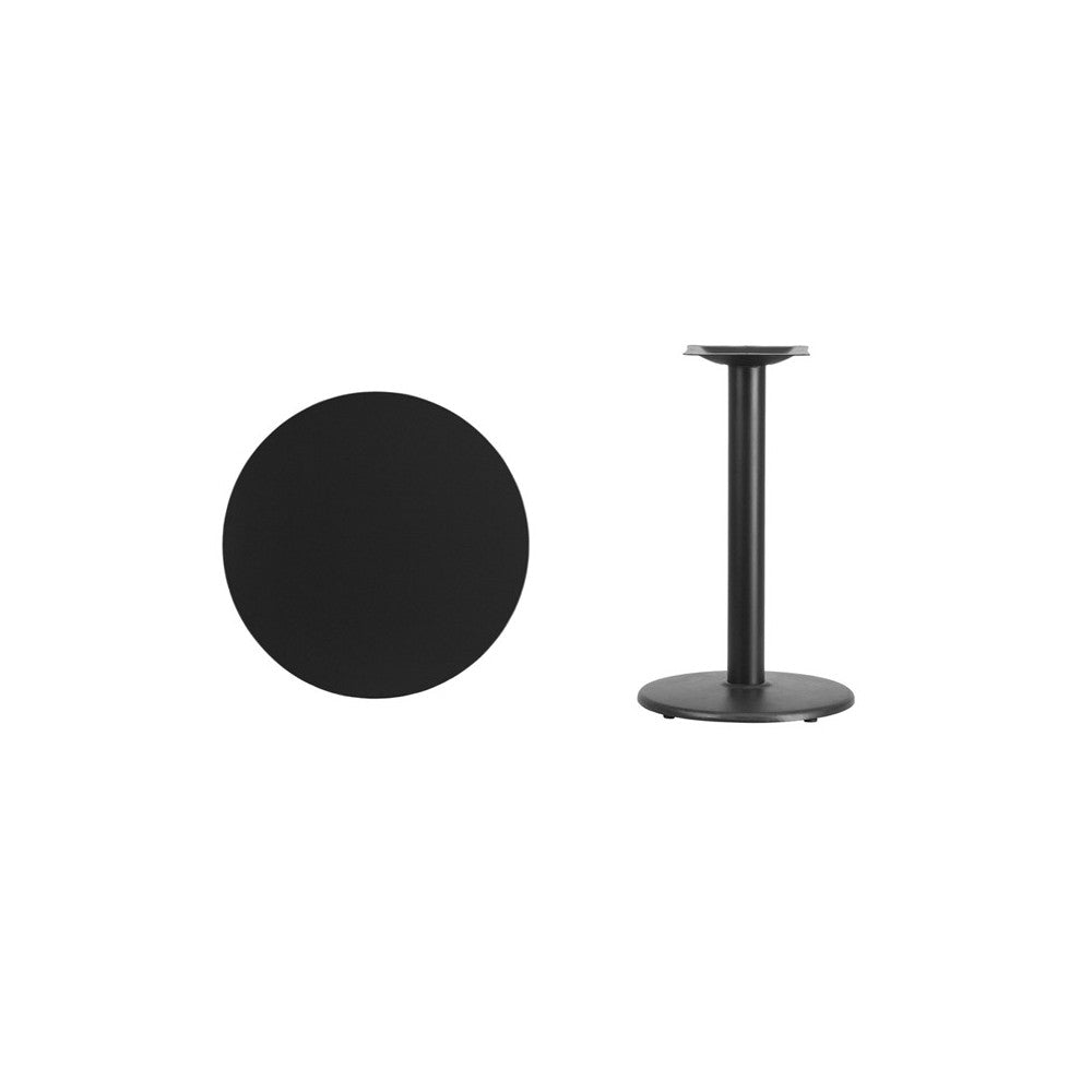 24'' Round Black Laminate Table Top with 18'' Round Table Height Base