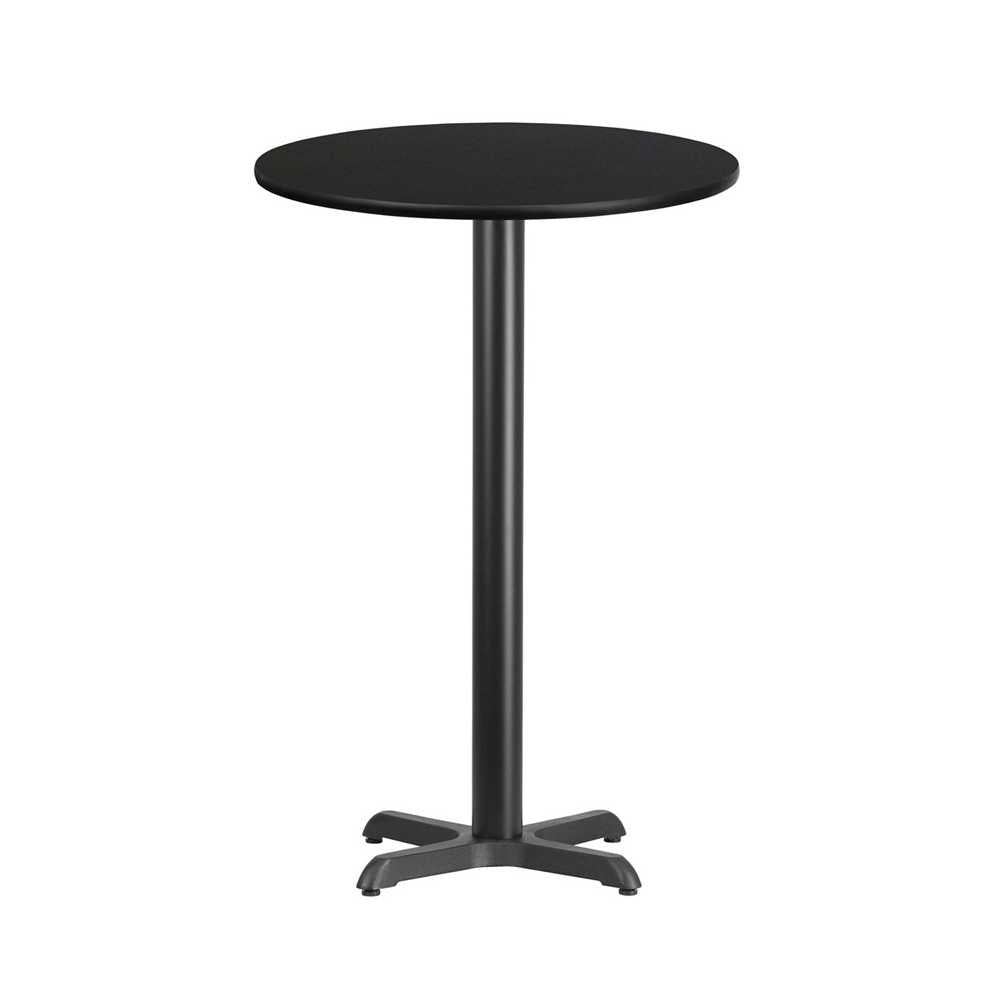 24'' Round Black Laminate Table Top with 22'' x 22'' Bar Height Table Base