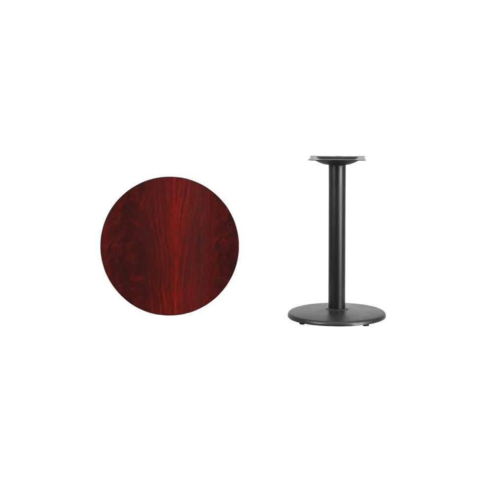 24'' Round Mahogany Laminate Table Top with 18'' Round Table Height Base