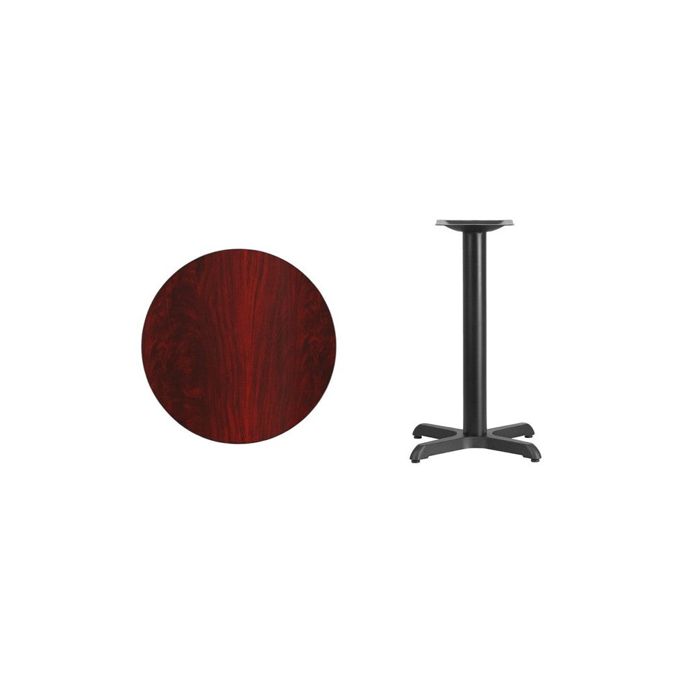 24'' Round Mahogany Laminate Table Top with 22'' x 22'' Table Height Base