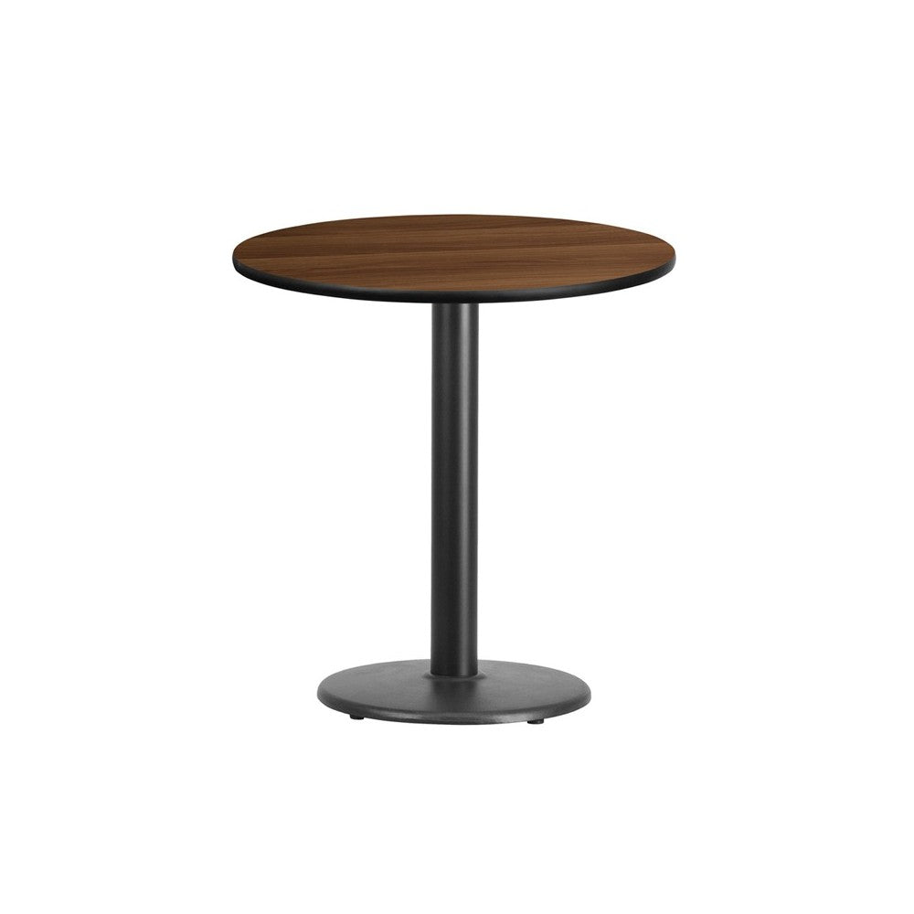 24'' Round Walnut Laminate Table Top with 18'' Round Table Height Base