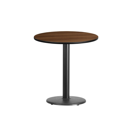 24'' Round Walnut Laminate Table Top with 18'' Round Table Height Base