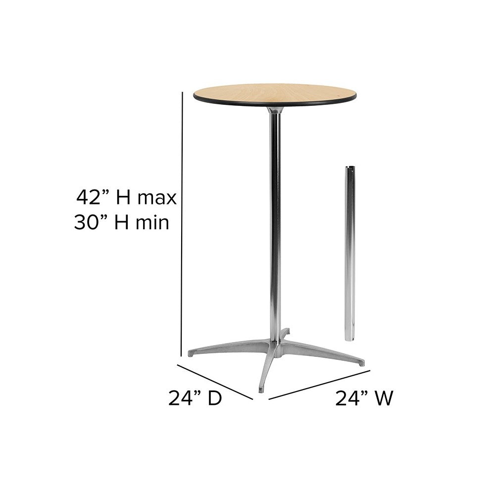 24'' Round Wood Cocktail Table with 30'' and 42'' Columns