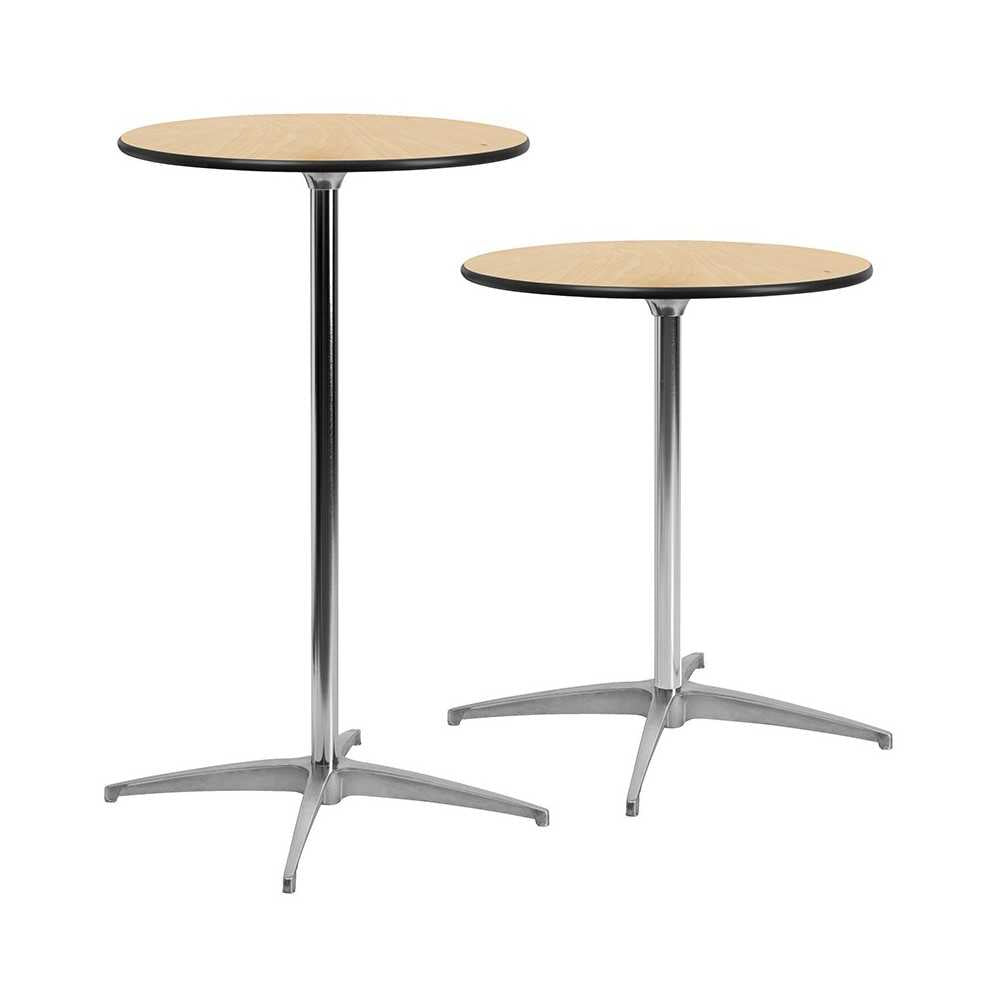 24'' Round Wood Cocktail Table with 30'' and 42'' Columns