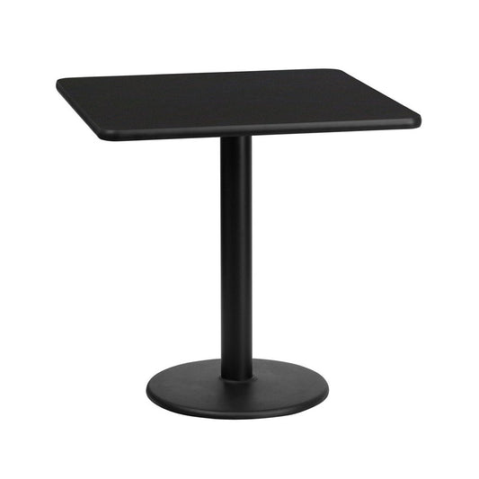 24'' Square Black Laminate Table Top with 18'' Round Table Height Base