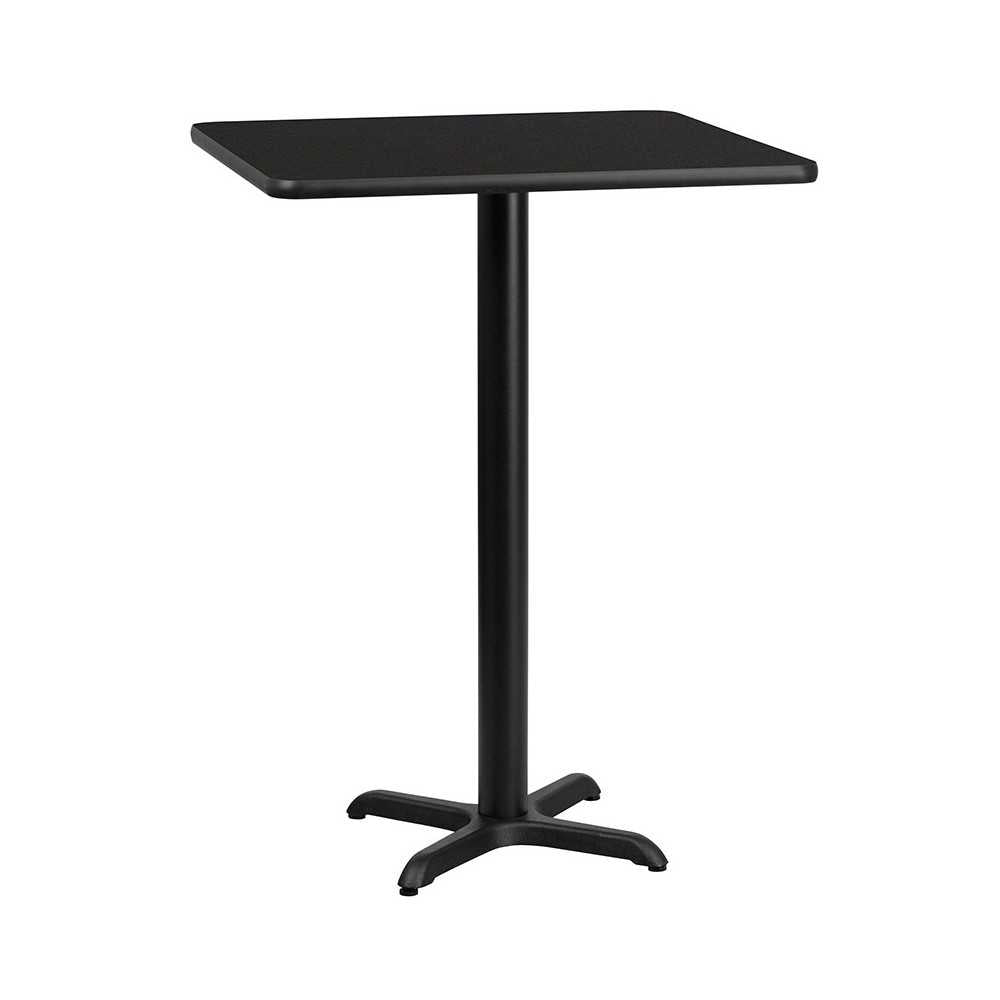 24'' Square Black Laminate Table Top with 22'' x 22'' Bar Height Table Base