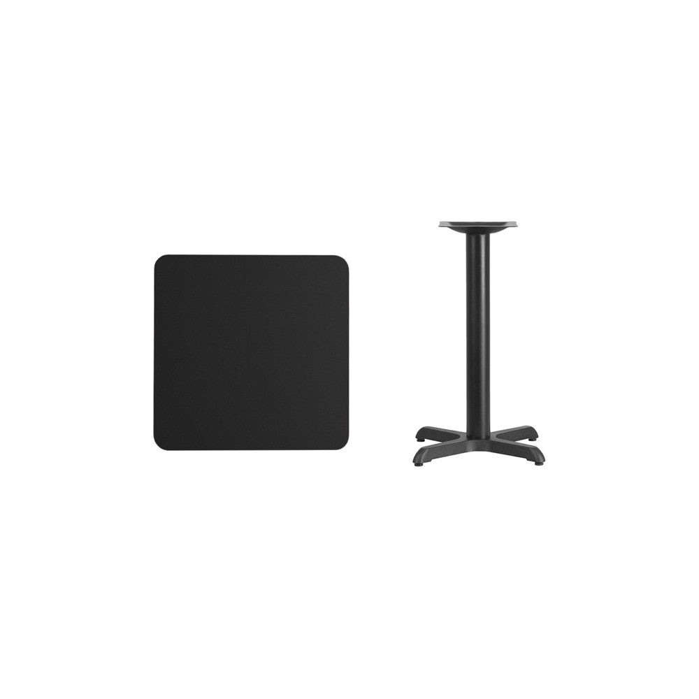 24'' Square Black Laminate Table Top with 22'' x 22'' Table Height Base