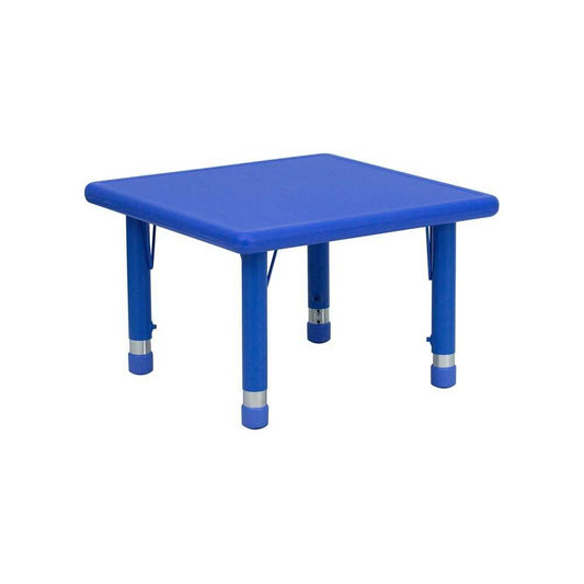 24'' Square Blue Plastic Height Adjustable Activity Table