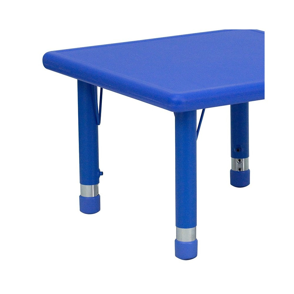 24'' Square Blue Plastic Height Adjustable Activity Table