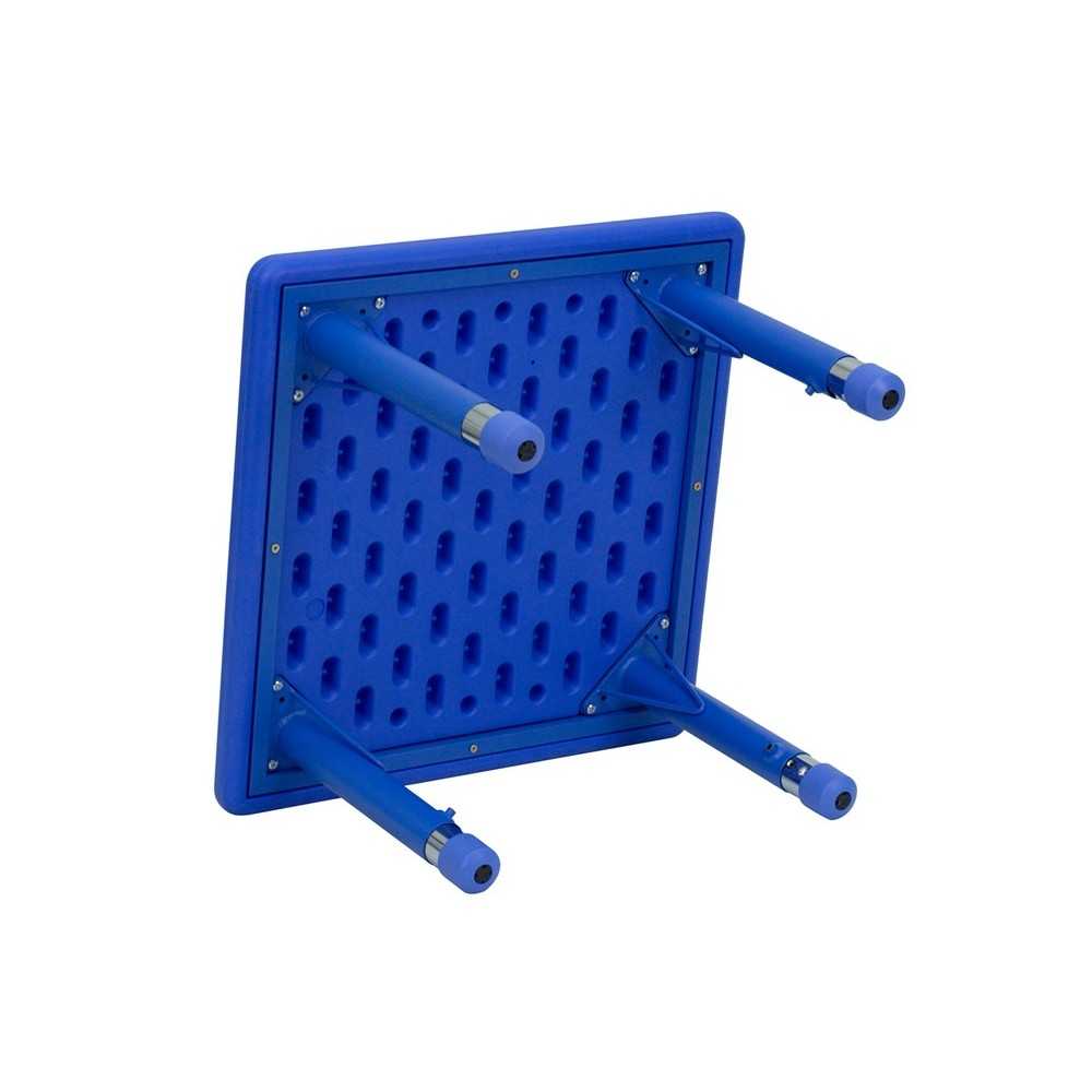 24'' Square Blue Plastic Height Adjustable Activity Table