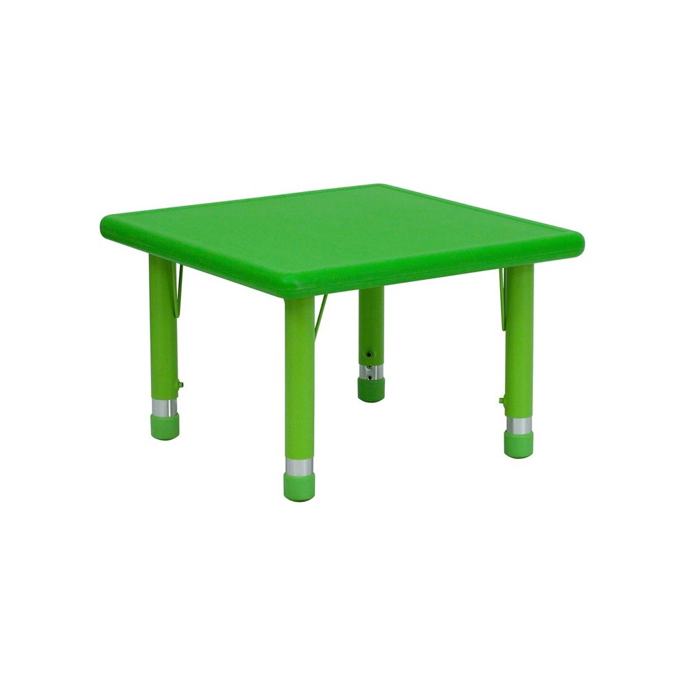 24'' Square Green Plastic Height Adjustable Activity Table