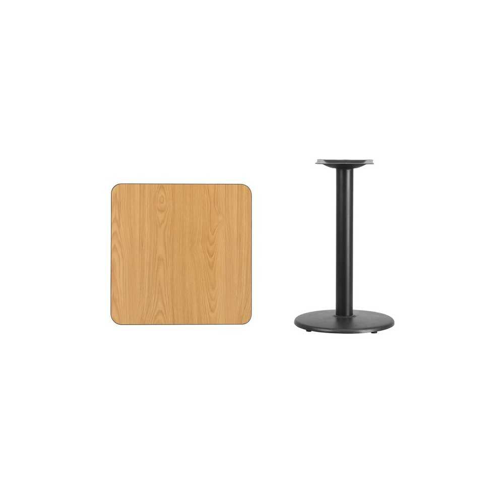 24'' Square Natural Laminate Table Top with 18'' Round Table Height Base