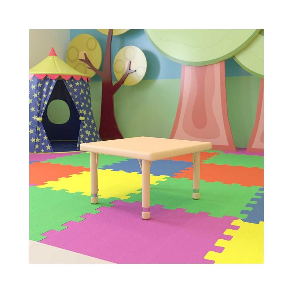 24" Square Natural Plastic Height Adjustable Activity Table