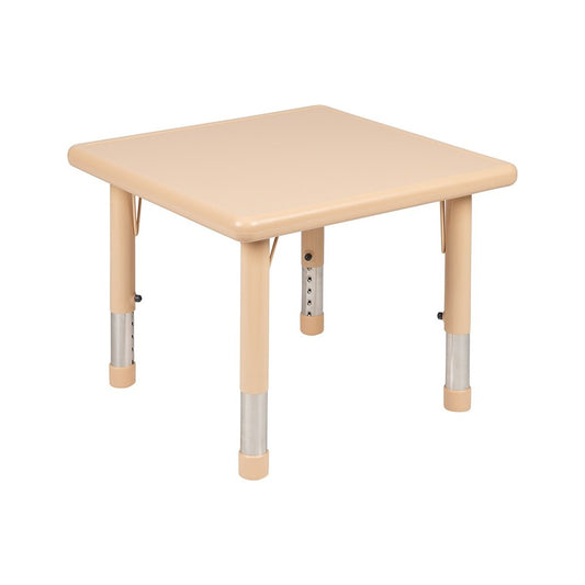 24" Square Natural Plastic Height Adjustable Activity Table