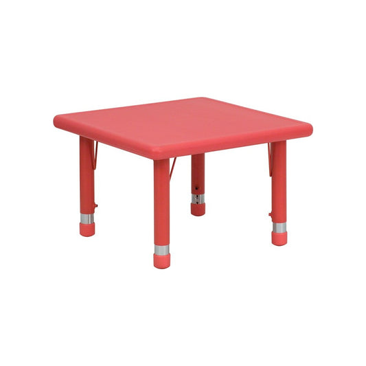 24'' Square Red Plastic Height Adjustable Activity Table