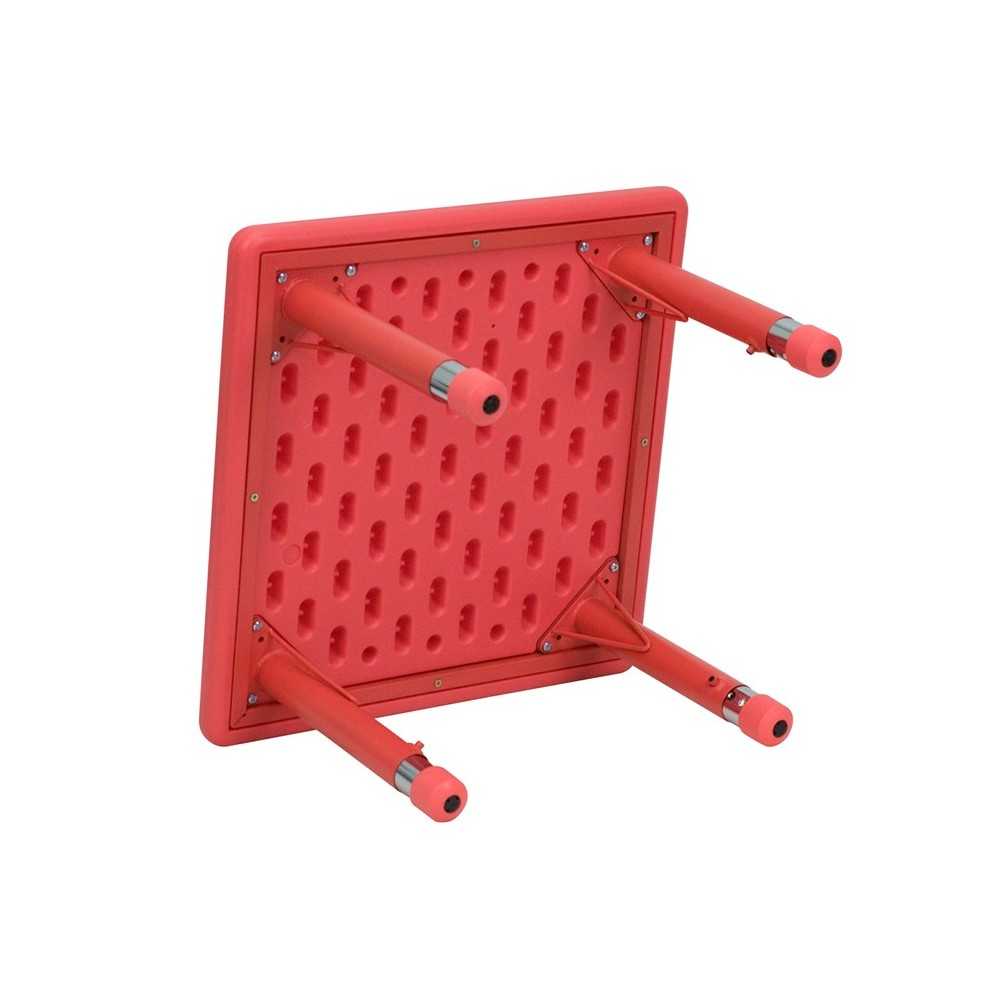 24'' Square Red Plastic Height Adjustable Activity Table