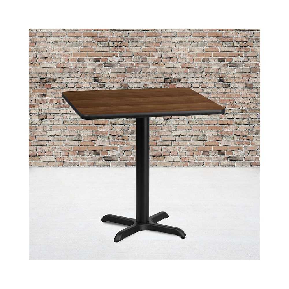 24'' Square Walnut Laminate Table Top with 22'' x 22'' Table Height Base