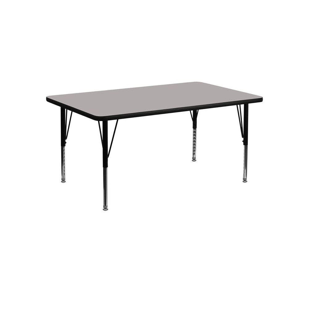 24''W x 48''L Rectangular Gray HP Laminate Activity Table - Height Adjustable Short Legs