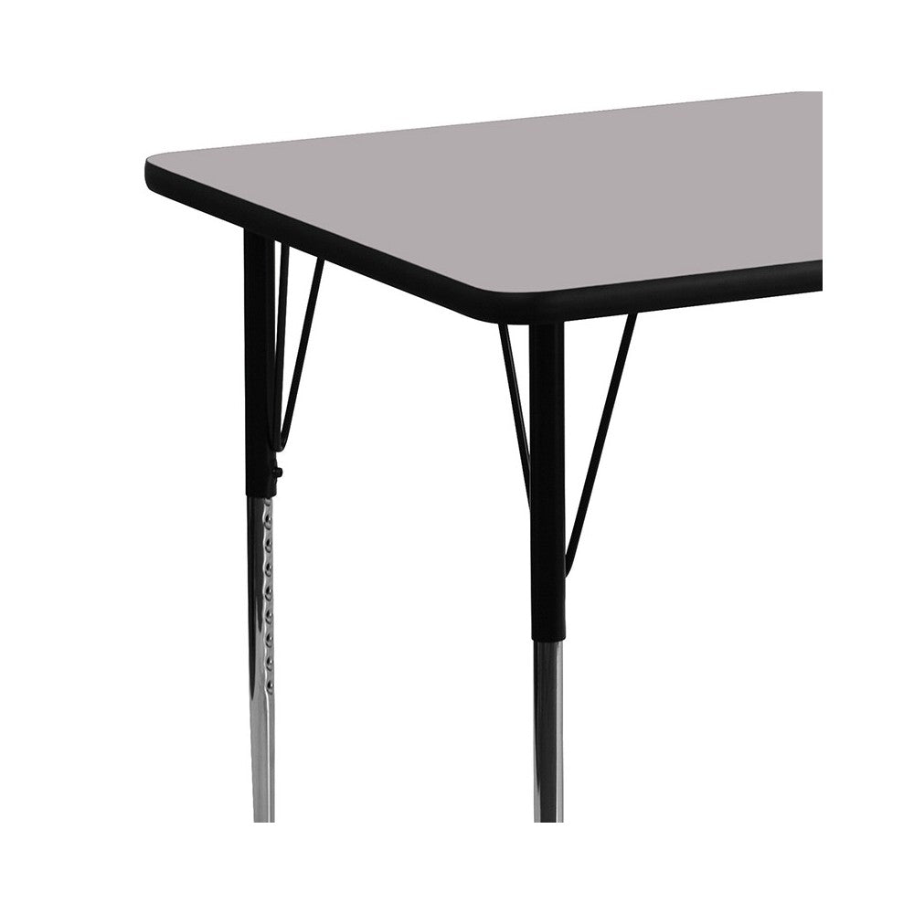 24''W x 48''L Rectangular Gray Thermal Laminate Activity Table - Standard Height Adjustable Legs