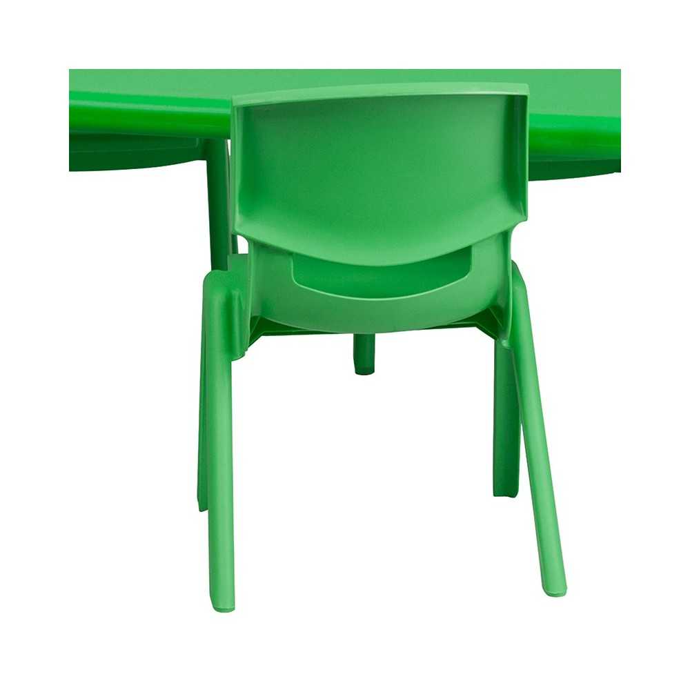 24''W x 48''L Rectangular Green Plastic Height Adjustable Activity Table Set with 4 Chairs