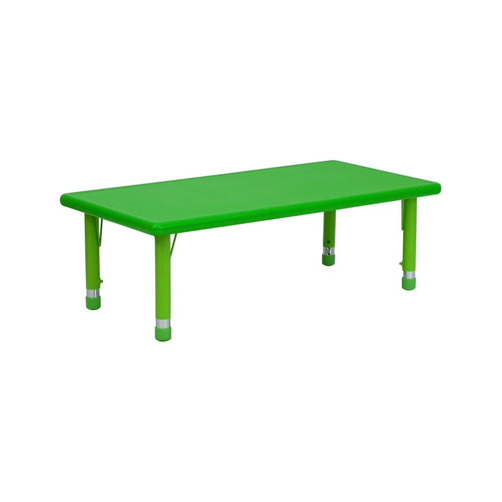 24''W x 48''L Rectangular Green Plastic Height Adjustable Activity Table