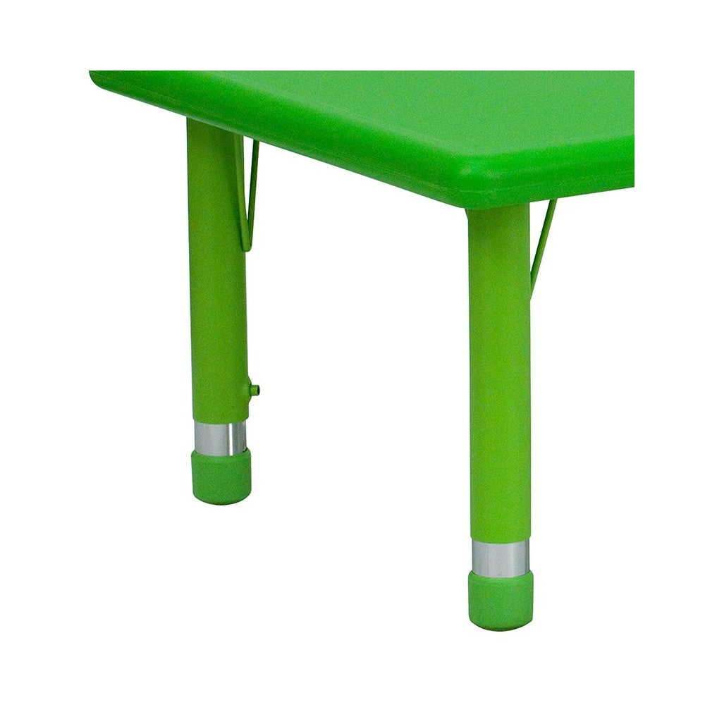 24''W x 48''L Rectangular Green Plastic Height Adjustable Activity Table