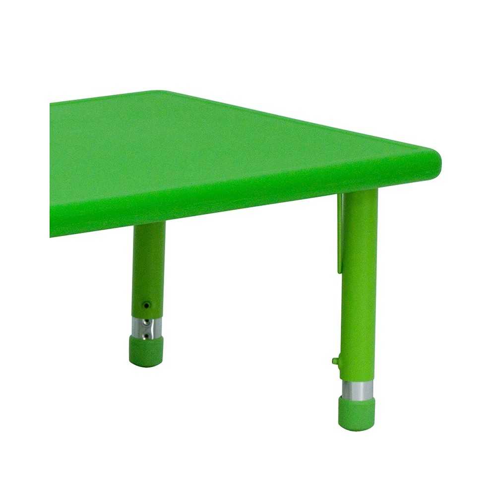 24''W x 48''L Rectangular Green Plastic Height Adjustable Activity Table